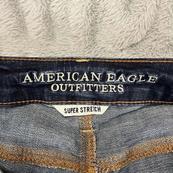 American Eagle Jeans Women 0 Jegging Super Stretch Distressed Dark Grunge Ripped - Picture 5 of 11